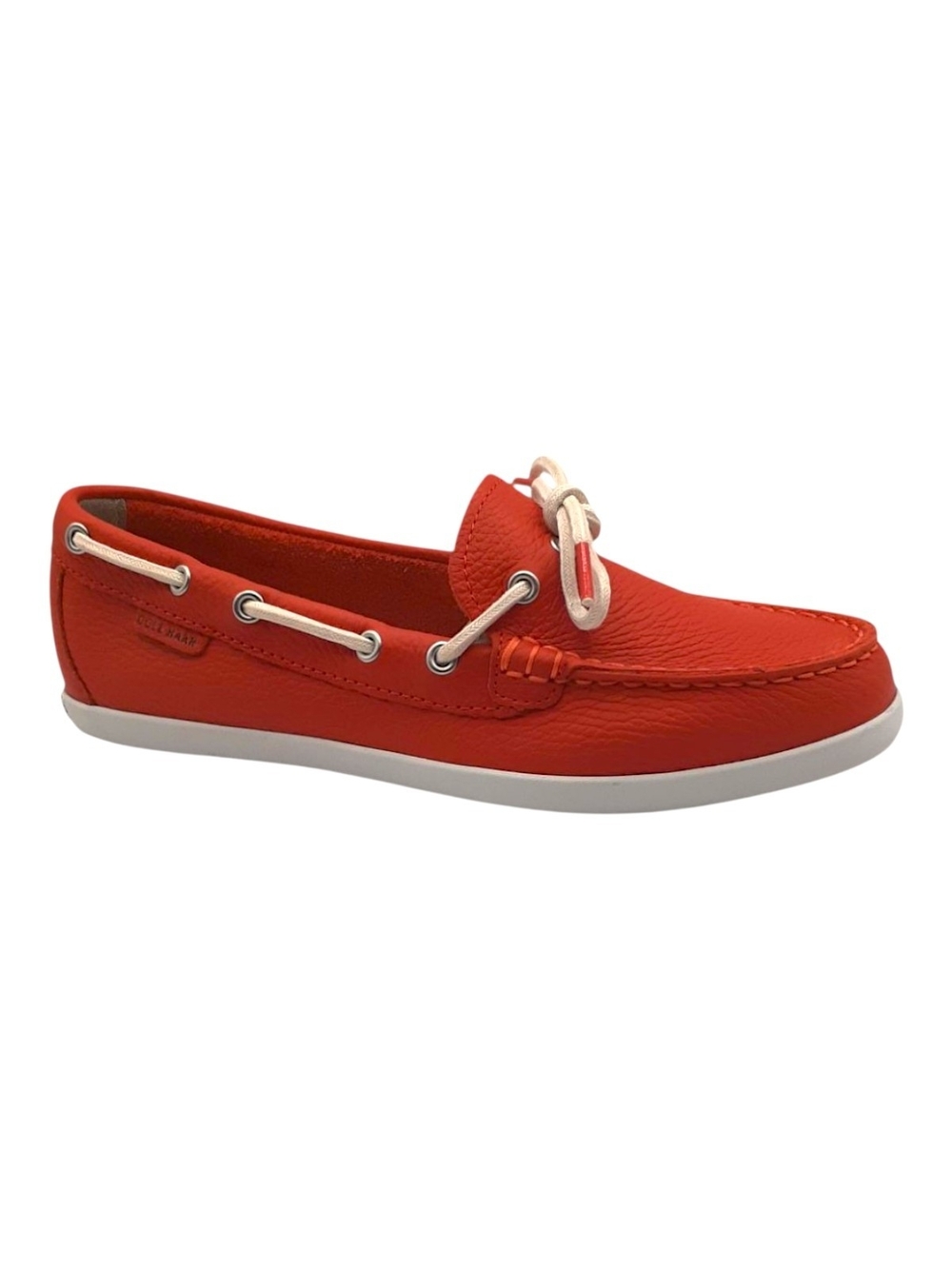 Cole Haan Citrus Red Pebbled Leather Moccasin Nautical Shoes, Size 10